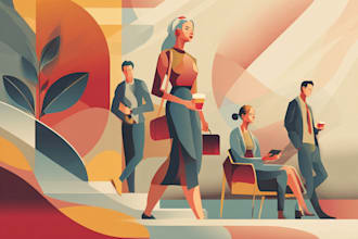 create an vector flat illustration people corporate art