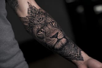 do premium trash polka design , sleeve tattoo