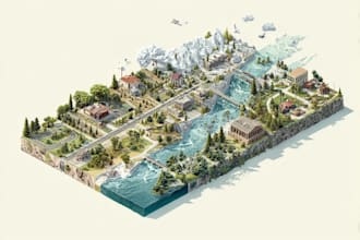 draw amazing vector or isometric map illustrations
