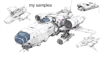 draw spaceship concept art or design a starship or scifi vehicle design
