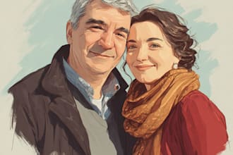 draw family portrait couple in my cartoon disney style