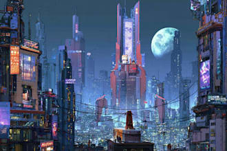 do cyberpunk futuristic city art