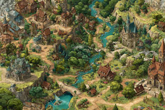 make fantasy map illustration for dnd, novels
