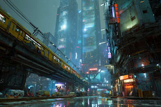 design cyberpunk futuristic city illustration
