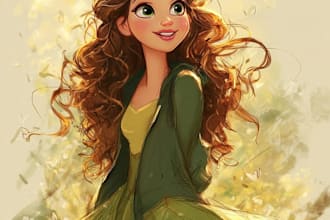 draw a cute disney cartoon portrait
