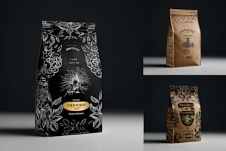 design coffee packaging, coffee bag , coffee label