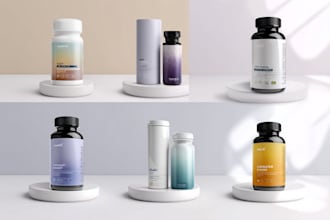 design minimalist cosmetic and supplement label packaging