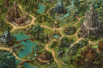 draw 2d rpg fantasy map, landscape, dndart map design