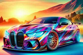 do a custom car of color portrait of picture in vehicle