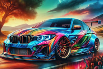draw a custom car portrait of your picture for you