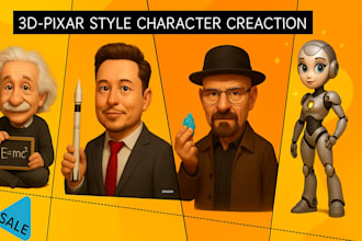 create a 3d pixar style character illustrations
