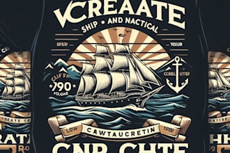 create vintage ship and nautical t shirt logo