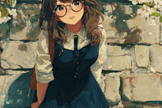 make anime art illustration, anime characte