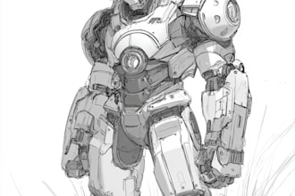 draw your mecha or superhero character drawing idea