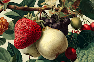 paint botanical illustration of plants, fruits, flowers, herbs