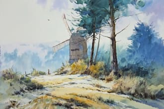 paint original watercolor landscape painting