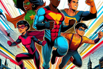 make superhero character in comic style concept art