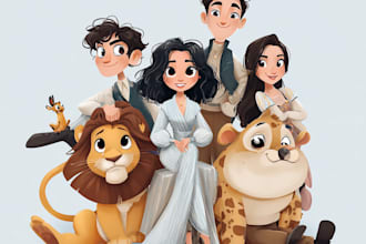 illustrate a gorgeous disney style cartoon portrait
