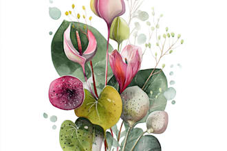 illustrate digitally realistic botanical fruits or veggies