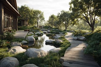 draw landscape design, garden design backyard pool
