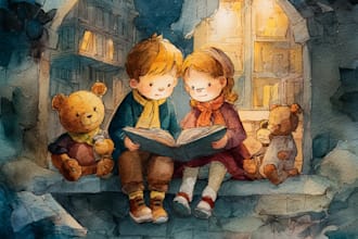 draw watercolor children book traditional art