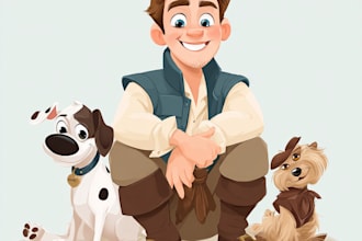 draw cute disney cartoon portrait