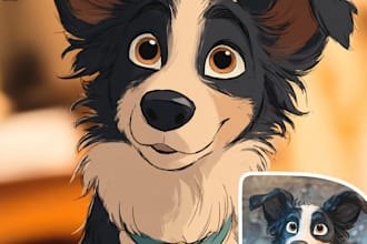 draw your lovely pet into disney cartoon portrait