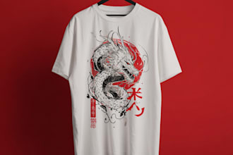draw japanese art streetwear t shirt design illustration