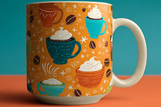 draw typography graphic creative coffee mug design