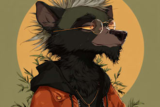 draw your character in flat colored furry art