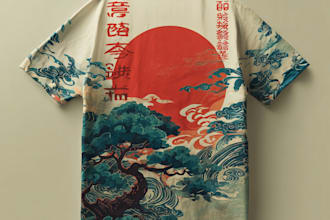 design t shirt on graffiti art, japanese art