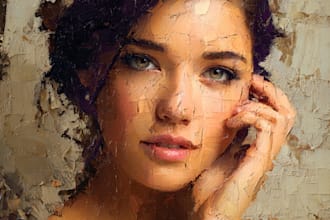 do digital oil painting on portrait