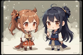 draw a cute full body chibi art for you