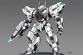 draw concept mecha robot for your character
