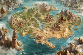 do a custom fantasy map for fantasy, book or boardgamey