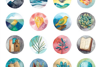 draw illustrated watercolour icons