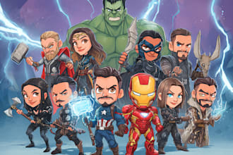 draw amazing couple superhero character