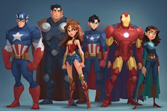 make superhero character for you and friendship portrait