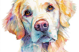 draw a rainbow watercolor portrait of your pet