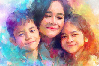 draw a digital watercolor family mother day gift