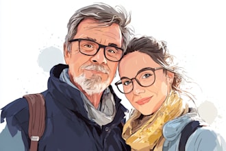 draw your family portrait as a cartoon