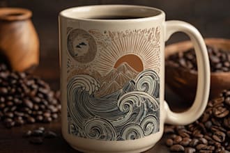draw custom typography coffee mug design