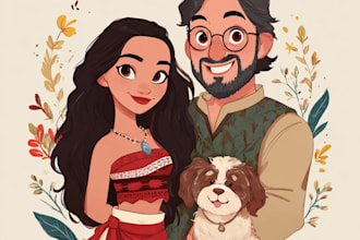 make a disney children cartoon illustration