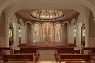 remodel 3d church interior, auditorium design, castle interior design project