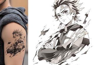 make custom anime manga tattoo design
