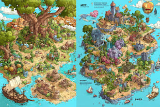 create event, tourist, and fantasy map illustration