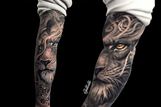 draw custom tattoo design realistic, full sleeve tattoo artist
