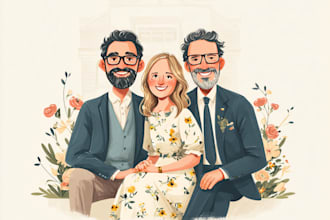 draw watercolor couple portrait illustration from your photo