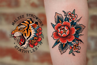 draw an old school tattoo style artwork for you