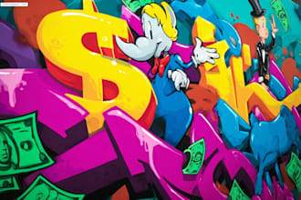 illustrate amazing custom graffiti, wall arts or murals